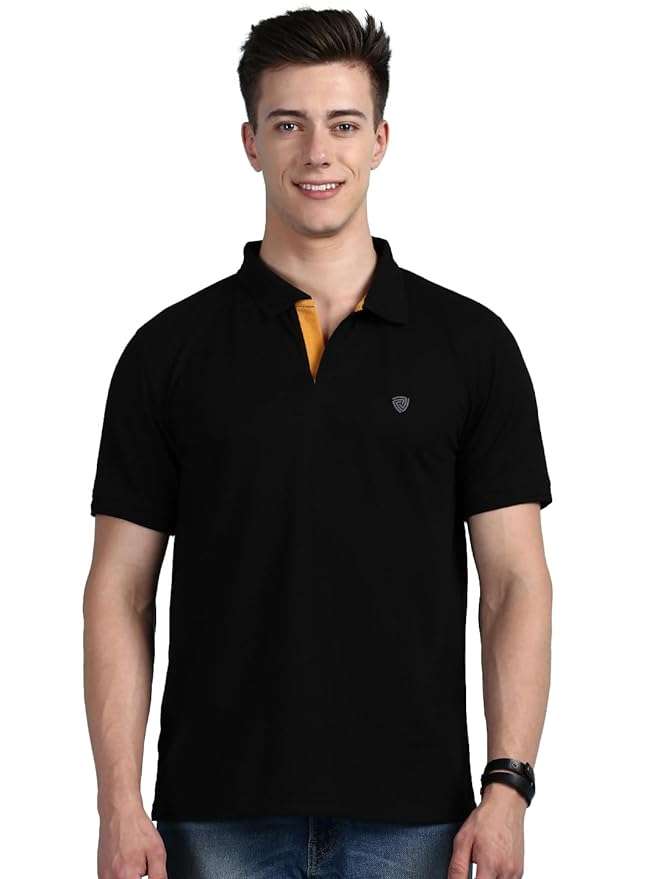 Lux Cozi Men's Regular Fit Polo Neck Half Sleeve Solid Casual T-Shirt | Polo T-Shirt for Men